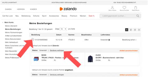 zalando bestellübersicht.